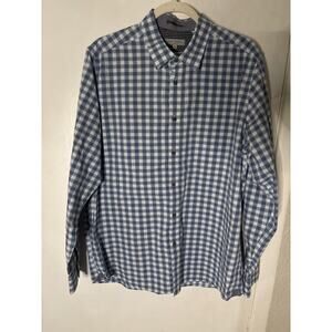 Ted Baker London Blue Plaid Long Sleeve Dress Shirt Size 6(44) Turn Cuff Casual